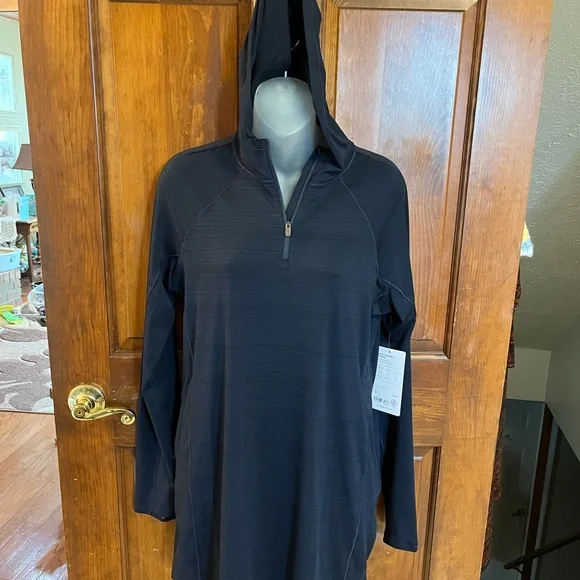 NWT Athlete Pacifica Shores Coverup Navy Small Quarter Zip Side Pockets Hood - Picture 4 of 16